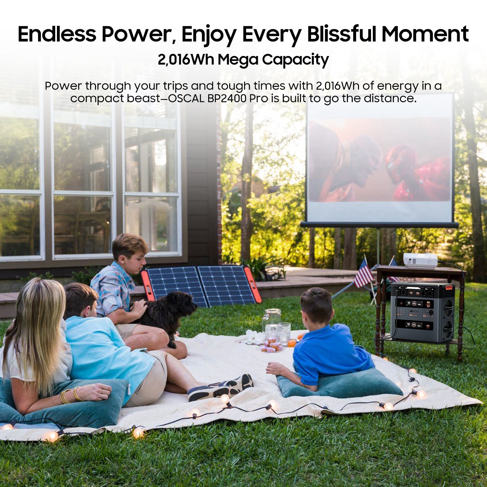 OSCAL PowerMax 1872Wh Portable Power Station with 2400W Output & Expandable Battery System