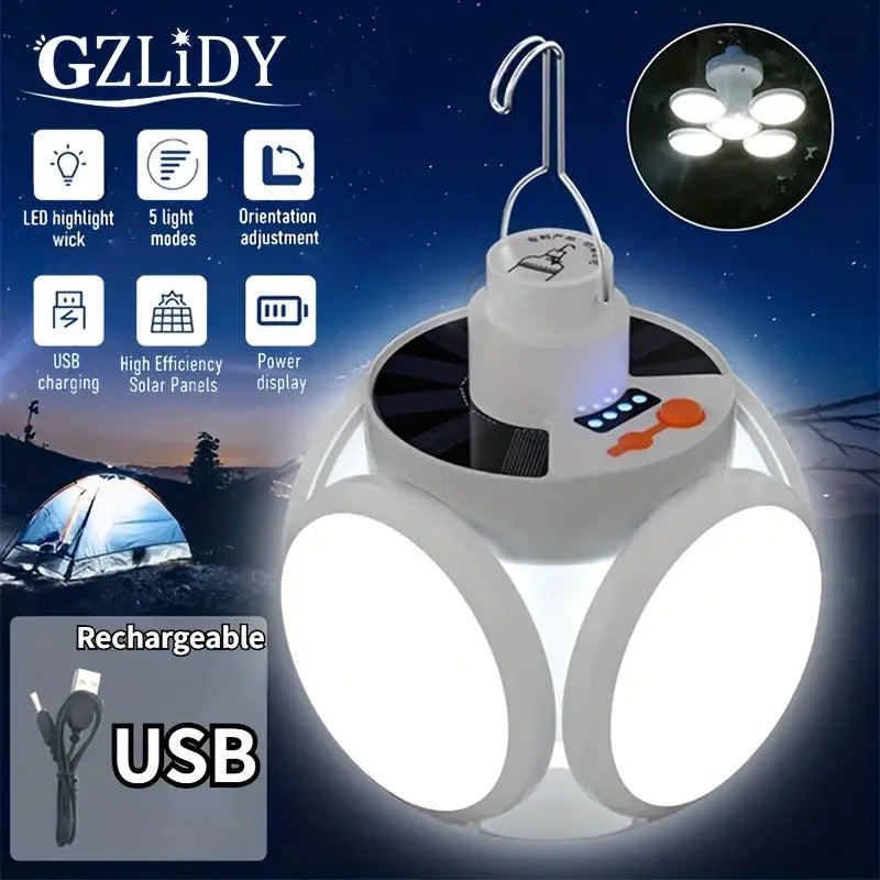 Portable Solar LED Light with Power Display