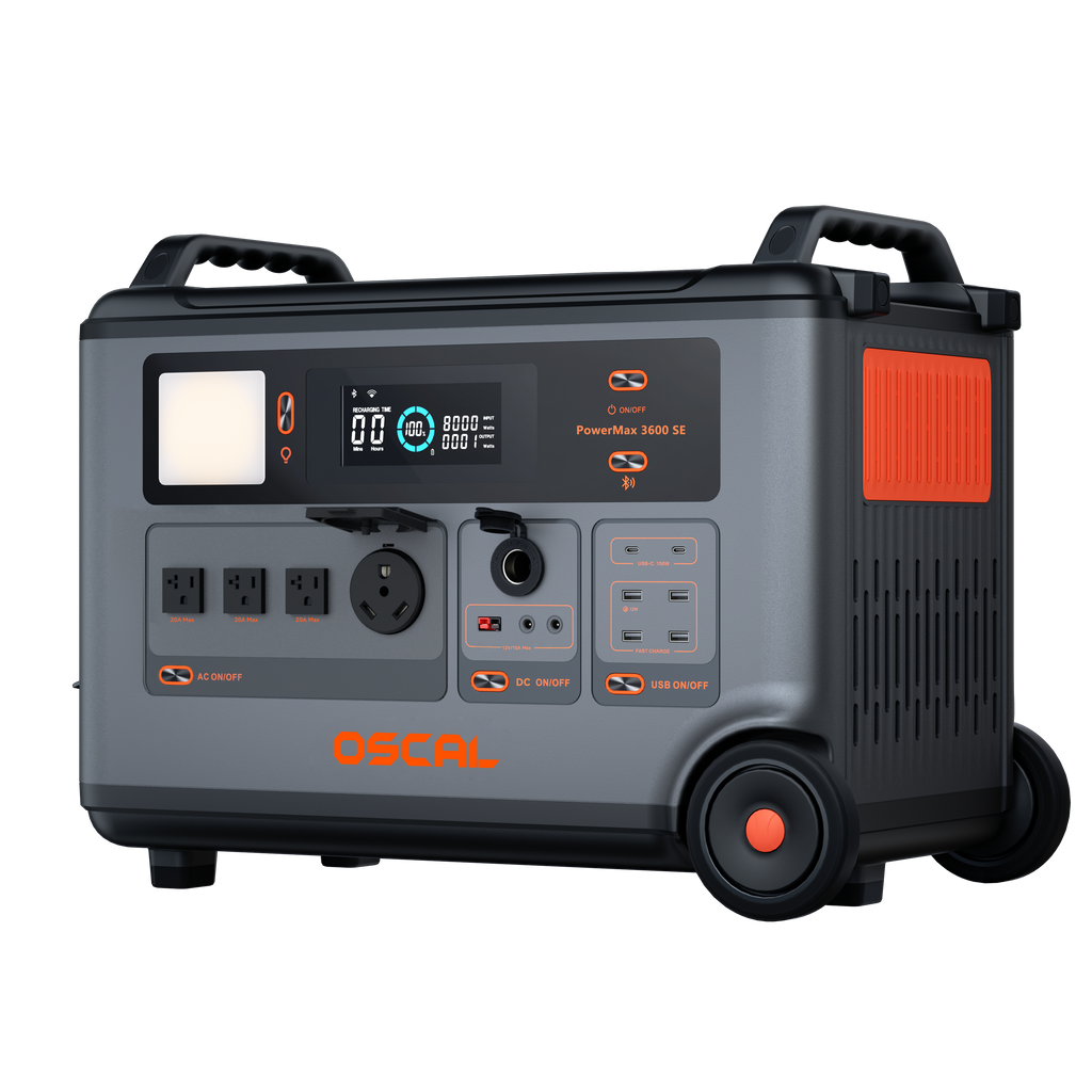 OSCAL PowerMax 3600SE Expandable Portable Power Station 3600Wh LiFePO4 Solar Generator