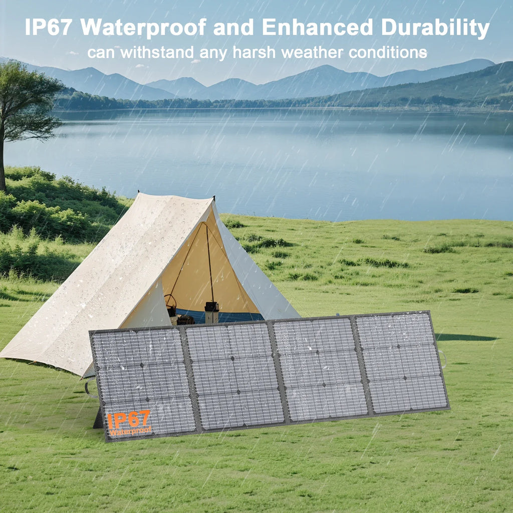 MHPOWOS 220W Foldable Solar Panel 20V Solar Charger for Ecoflow Bluetti ANKER Power station, IP67 Waterproof for Camping RV