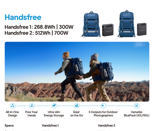 BLUETTI Handsfree 1 300W Portable Power Station with 42L Backpack & 268.8Wh LiFePO4 Battery
