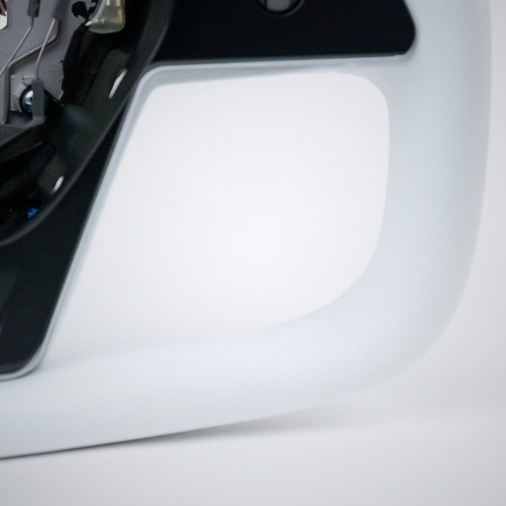TESERY Yoke Plaid Steering Wheel for Tesla Model 3 / Y【White Leather】
